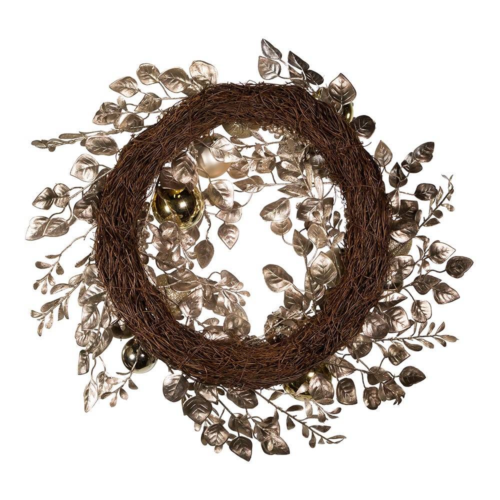 Kurt Adler 24-Inch Gold and Champagne Gold Rattan Wreath