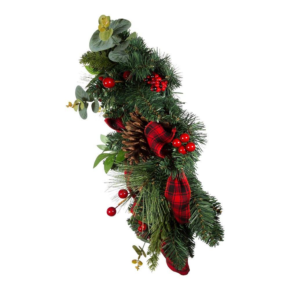 Kurt Adler 24-Inch Berries and Pinecone Ribbon Wreath