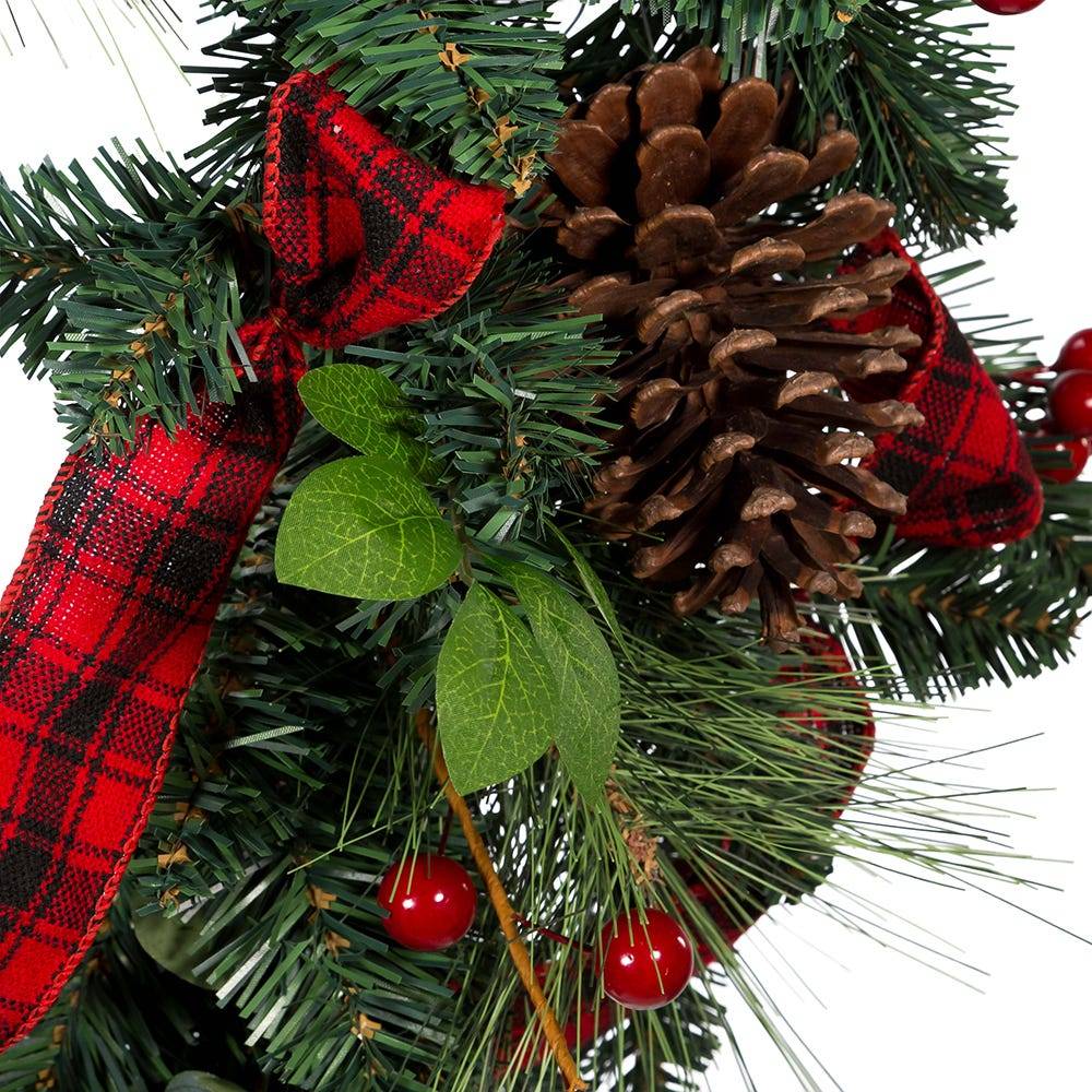 Kurt Adler 24-Inch Berries and Pinecone Ribbon Wreath