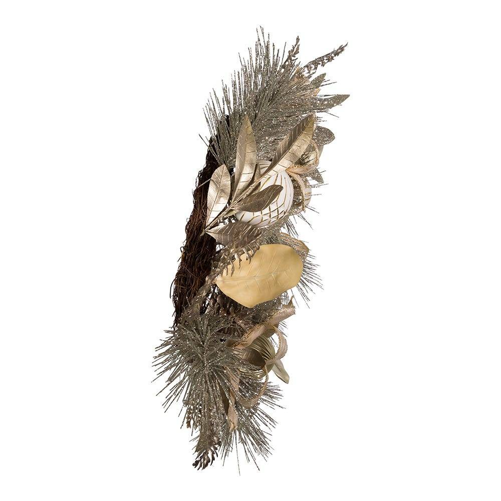 Kurt Adler 24-Inch Silver and Gold Champagne Rattan Wreath