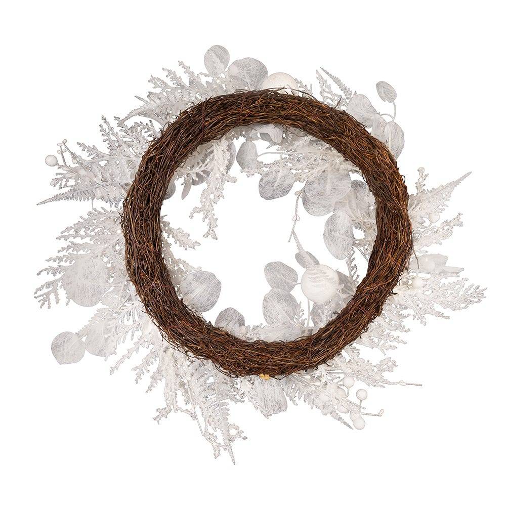 Kurt Adler 24-Inch Un-Lit Decorated White Rattan Wreath