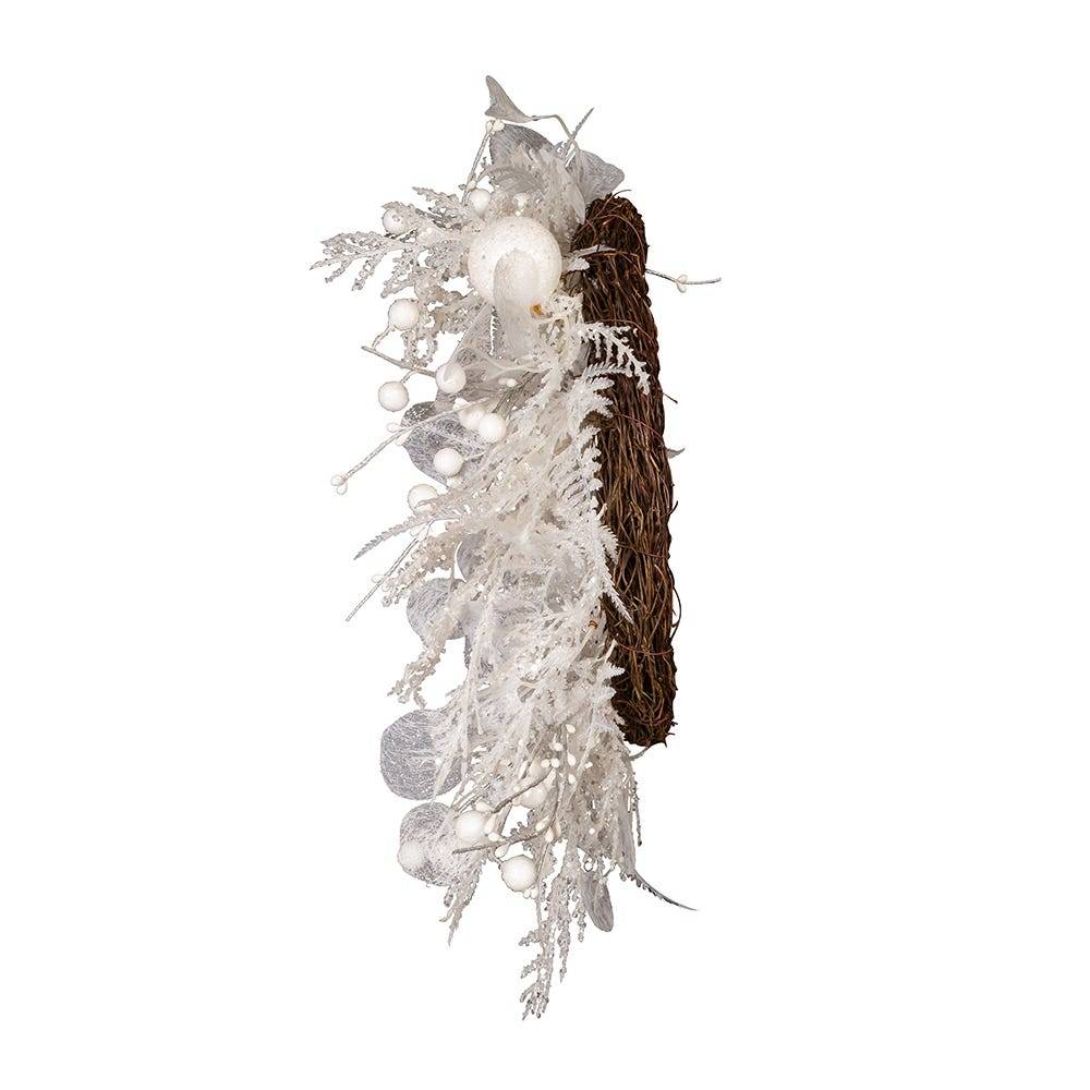 Kurt Adler 24-Inch Un-Lit Decorated White Rattan Wreath