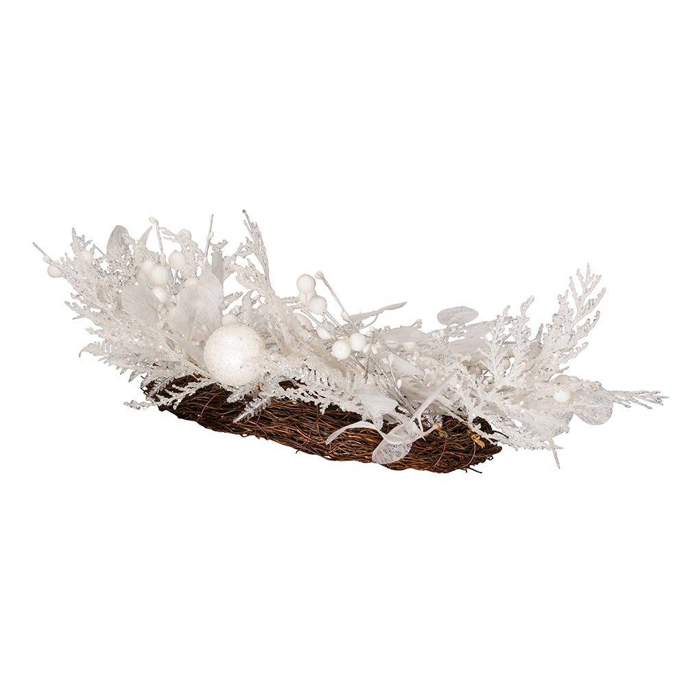 Kurt Adler 24-Inch Un-Lit Decorated White Rattan Wreath