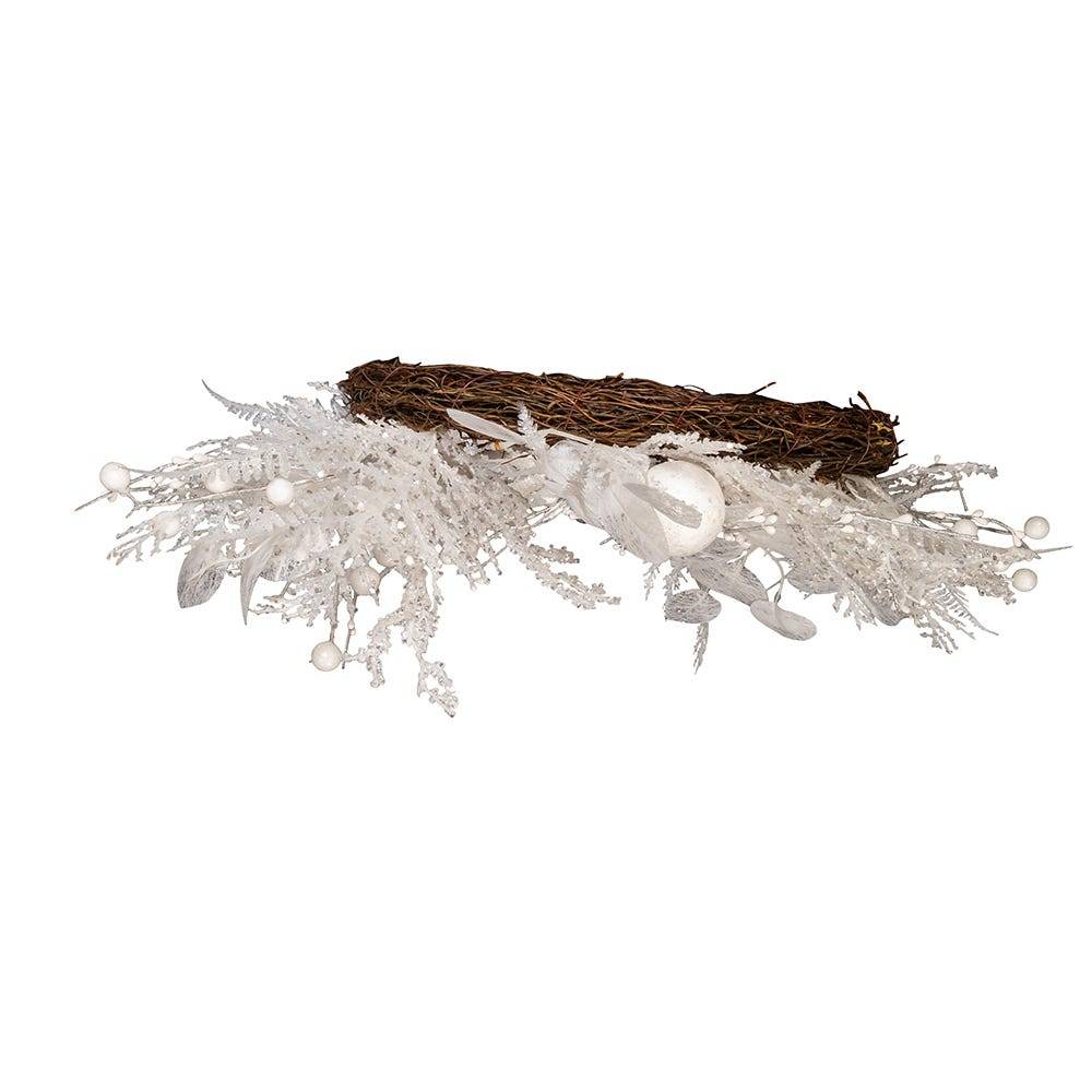 Kurt Adler 24-Inch Un-Lit Decorated White Rattan Wreath