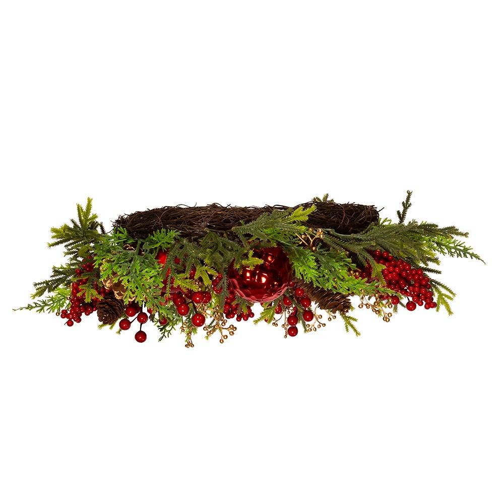 Kurt Adler 24-Inch Un-Lit Decorated Green Rattan Wreath