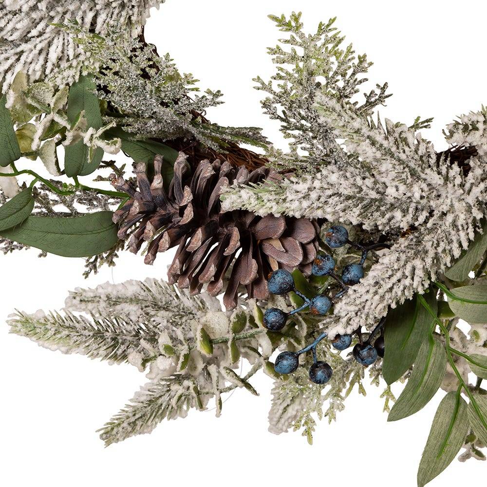 Kurt Adler 24-Inch Un-Lit Decorated Rattan Wreath with Blueberries