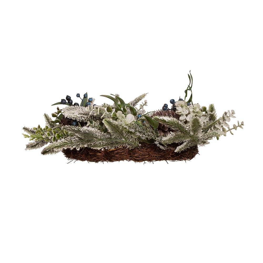 Kurt Adler 24-Inch Un-Lit Decorated Rattan Wreath with Blueberries