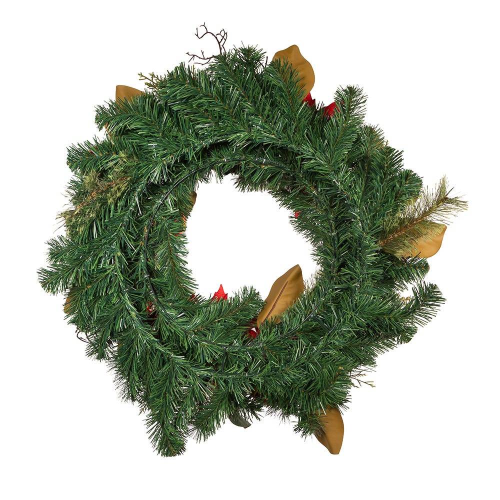 Kurt Adler 30-Inch Unlit Red & Gold Poinsettia Wreath