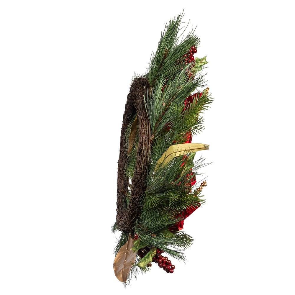 Kurt Adler 24-Inch Unlit Gold and Red Poinsettia Wreath