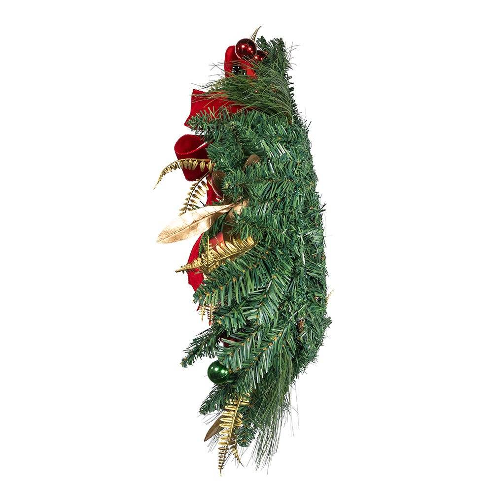 Kurt Adler 24-Inch Unlit Gold, Red and Green Ribbon Wreath