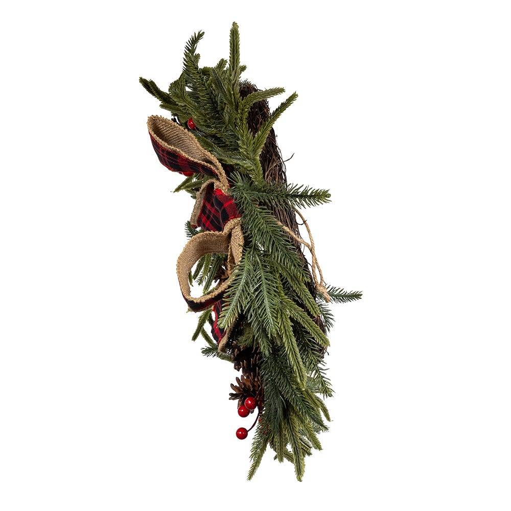 Kurt Adler 24-Inch Unlit Berries and Pinecone Rattan Wreath