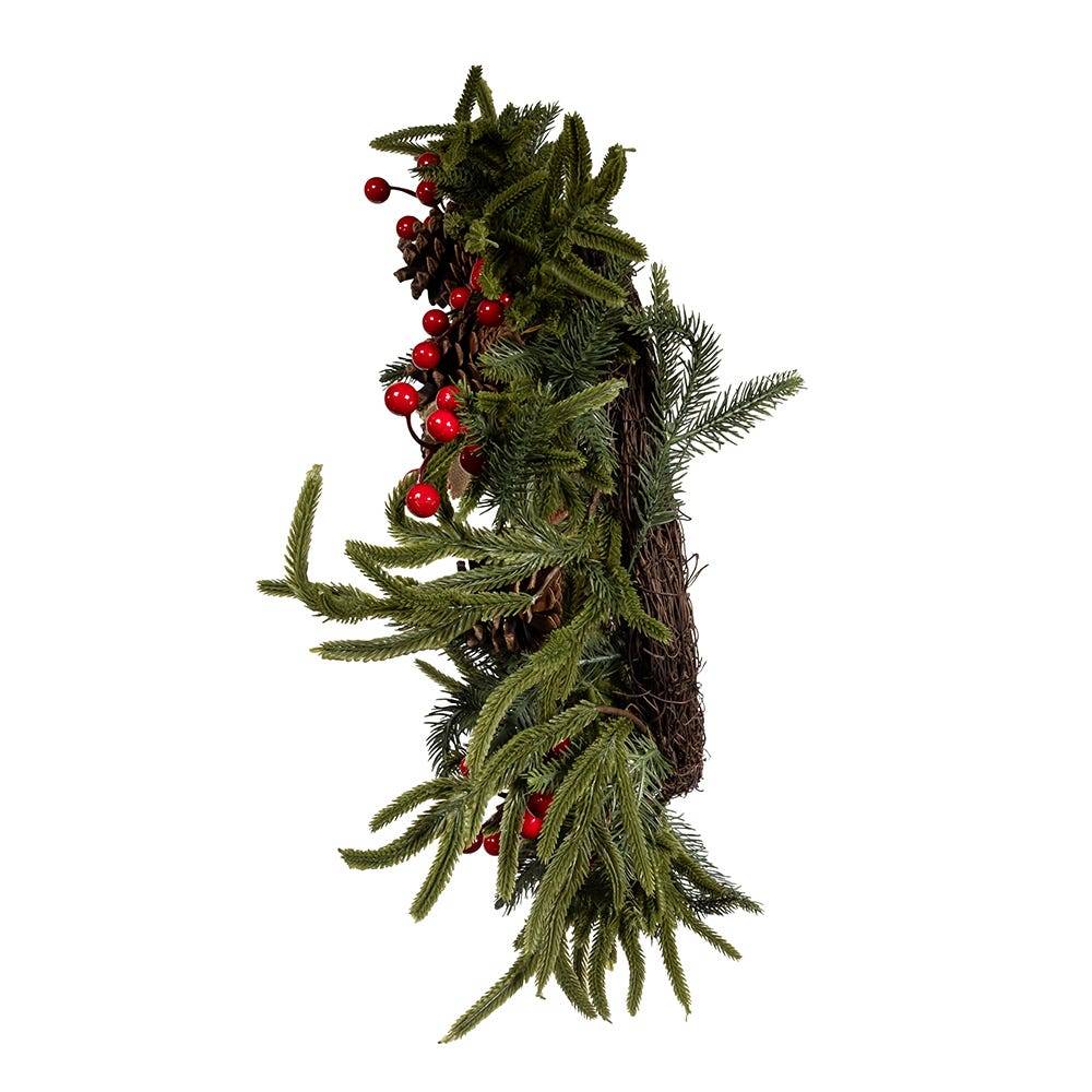 Kurt Adler 24-Inch Unlit Berries and Pinecone Rattan Wreath