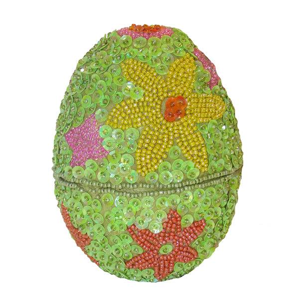 Kurt Adler 5-Inch Decorative Egg Container with Beads and Sequins