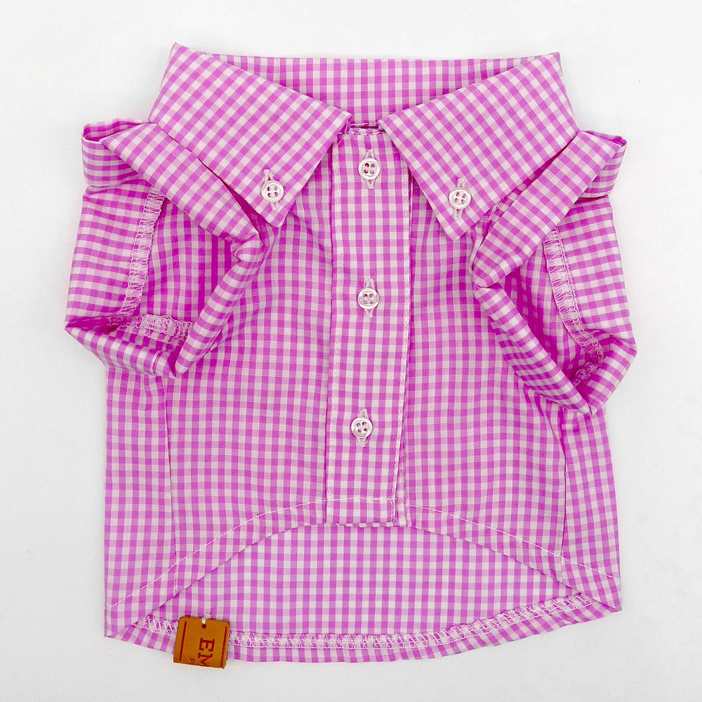 Customizable Checkered Button-Down Dog Shirt Emma Firenze