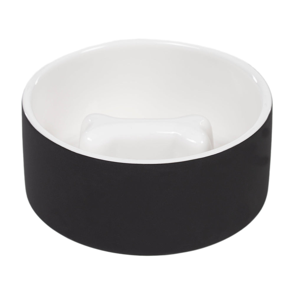 Slow Feed Bowl Black M for Dogs
