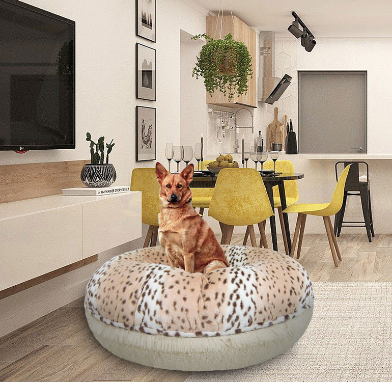 Bagel Dog Bed - Aspen Snow Leopard and Blondie or Customize your Own