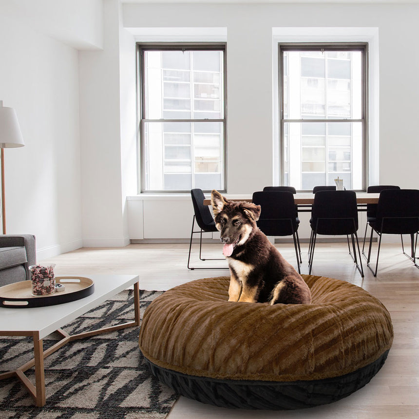 Bagel Dog Bed - Black Puma and Godiva Brown or Customize your Own