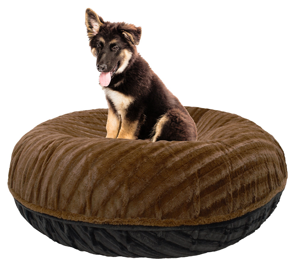 Bagel Dog Bed - Black Puma and Godiva Brown or Customize your Own