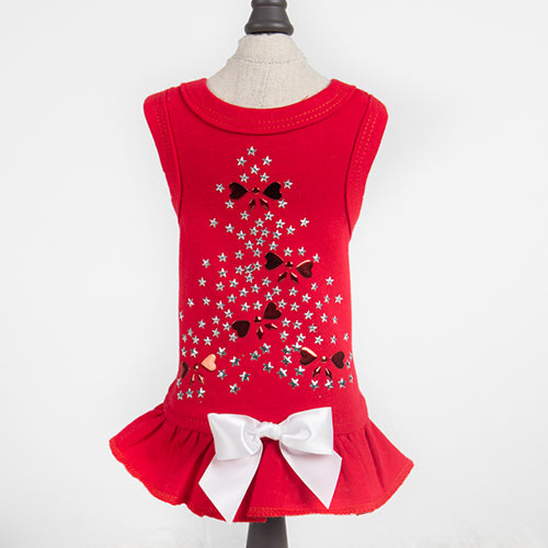 Holiday Sparkle Dog Dress: Red