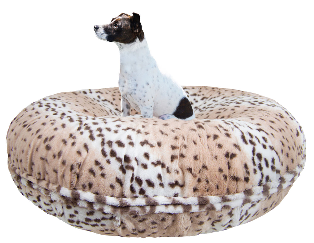 Bagel Dog Bed - Aspen Snow Leopard or Customize your Own