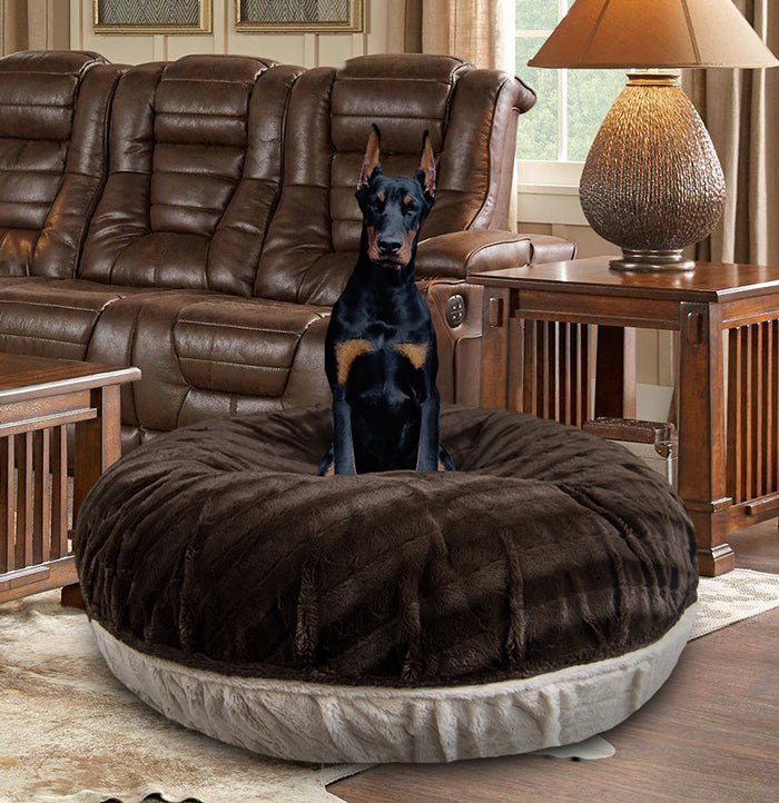 Bagel Dog Bed - Godiva Brown / Natural Beauty or Customize your Own