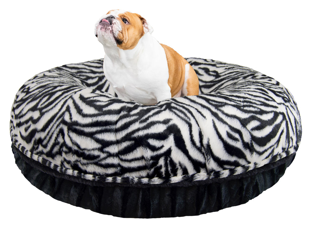 Bagel Dog Bed - Black Puma and Zebra or Customize your Own