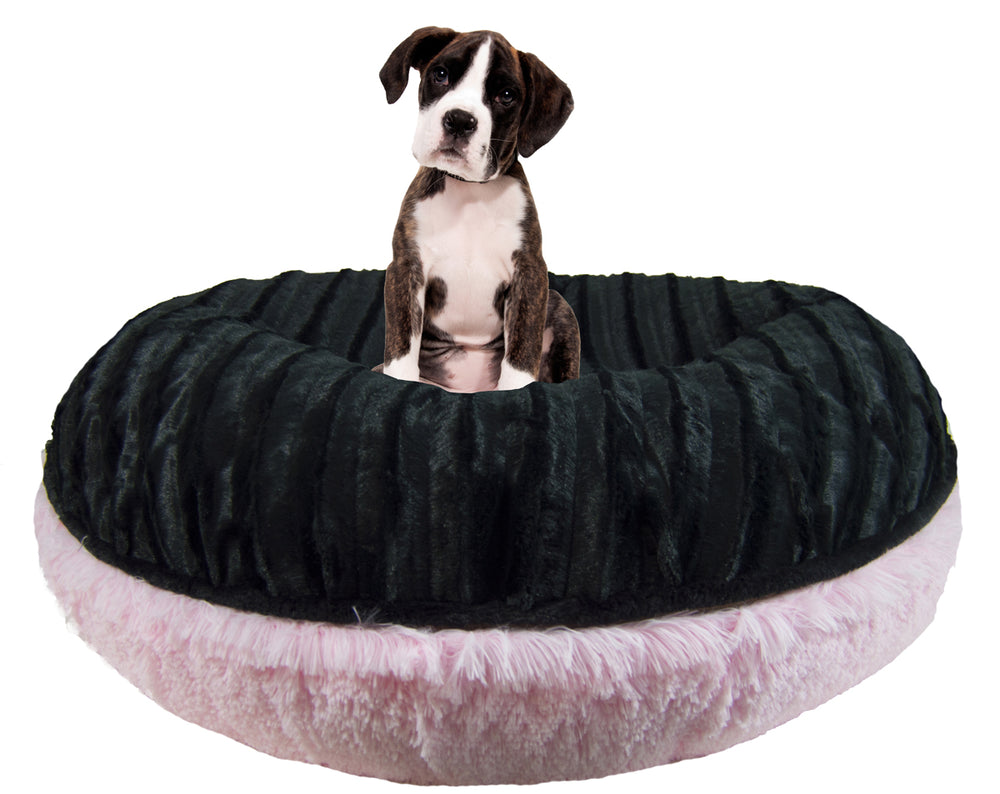 Bagel Dog Bed - Black Puma and Bubble Gum or Customize your Own