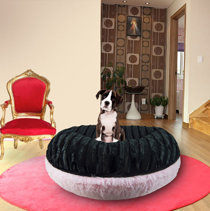 Bagel Dog Bed - Black Puma and Bubble Gum or Customize your Own