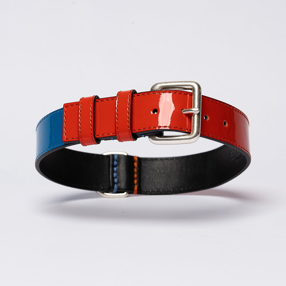 Designer Collar In Red And Blue Leather Emma Firenze