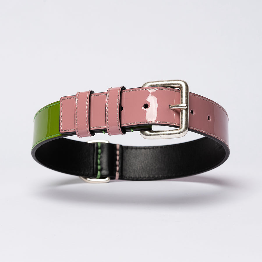 Collar In Pink And Green Leather Emma Firenze