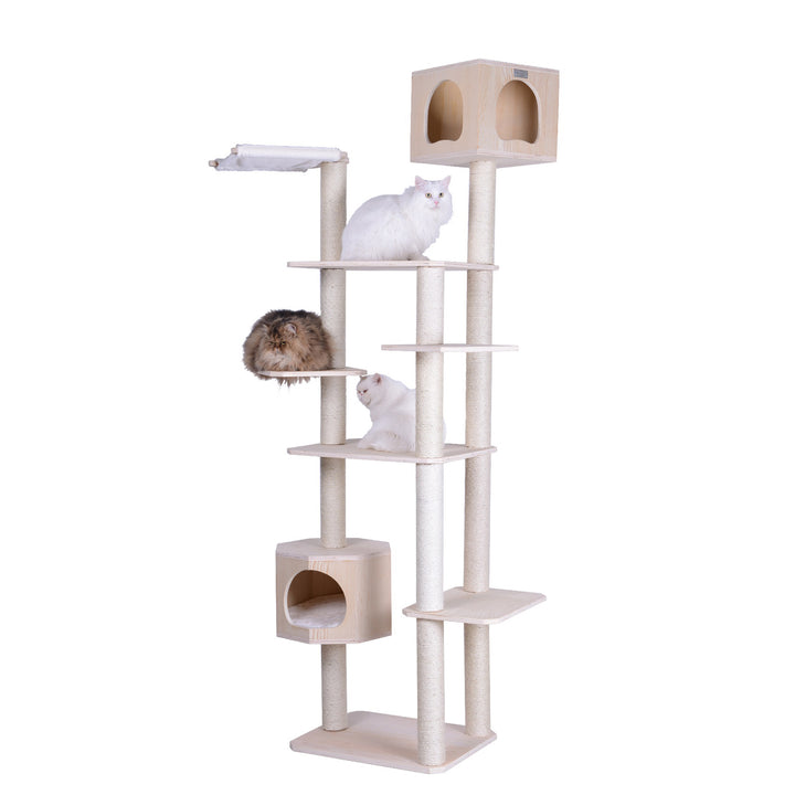 Armarkat Premium Scots Pine 89-Inch Cat Tree Tower With Seven Levels, Two Playhouses