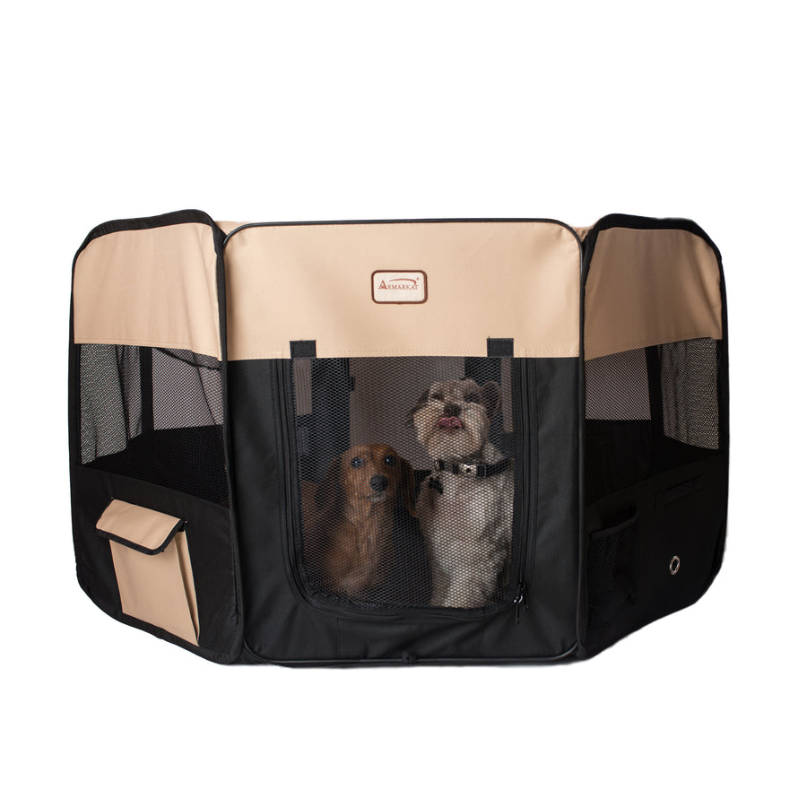 Armarkat PP003BGE-XL Portable Pet Playpen In Black and Beige Combo