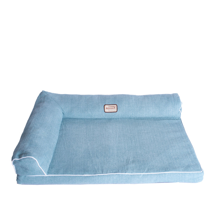 Armarkat D08A Medium Bolstered Pet Bed Cushion With Poly Fill Cushion, SoothIng Blue