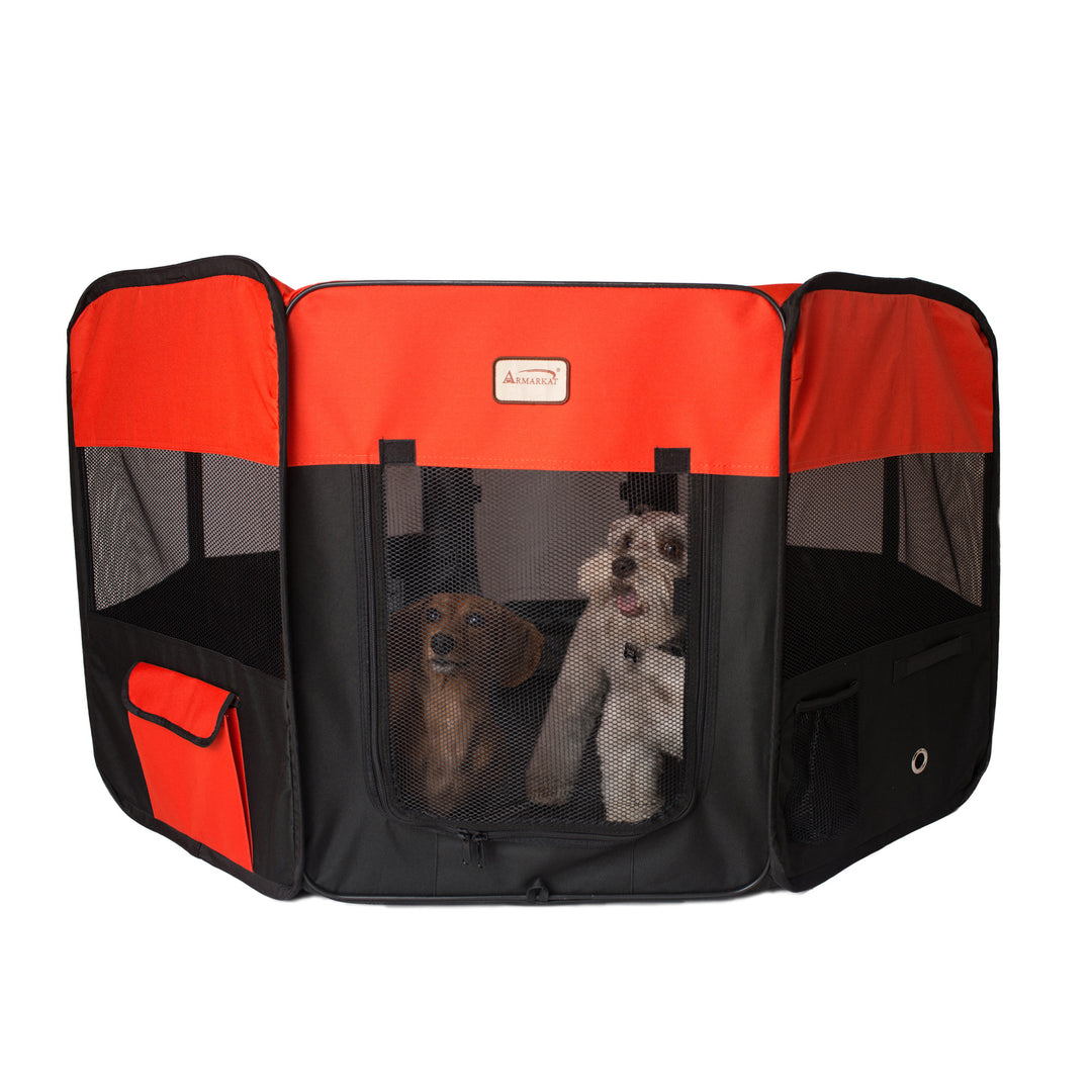 Armarkat PP002R-XL Portable Pet Playpen In Black and Red Combo