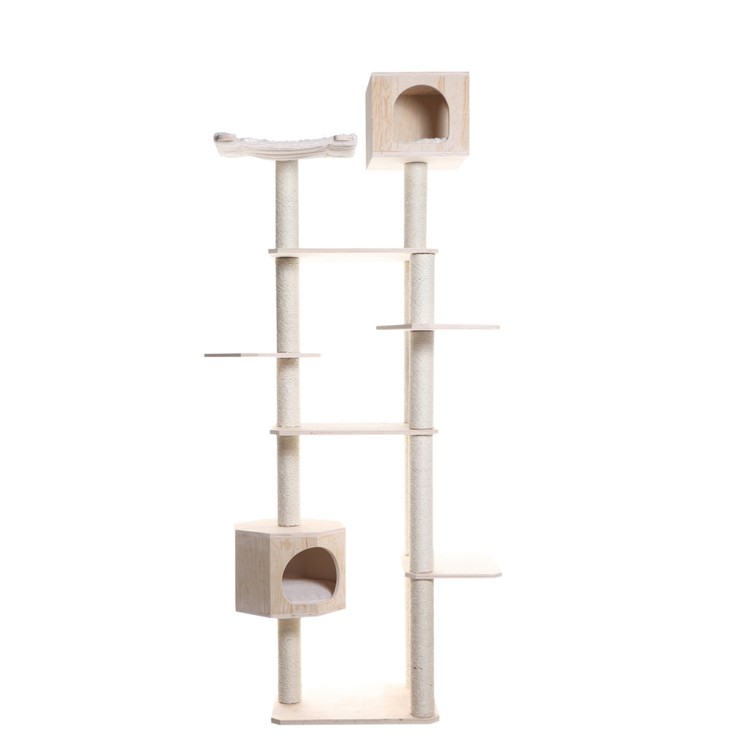 Armarkat Premium Scots Pine 89-Inch Cat Tree Tower With Seven Levels, Two Playhouses