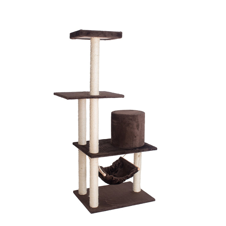 GleePet GP78590223 59-Inch Cat Tree In Coffee Brown With Condo And Hammock