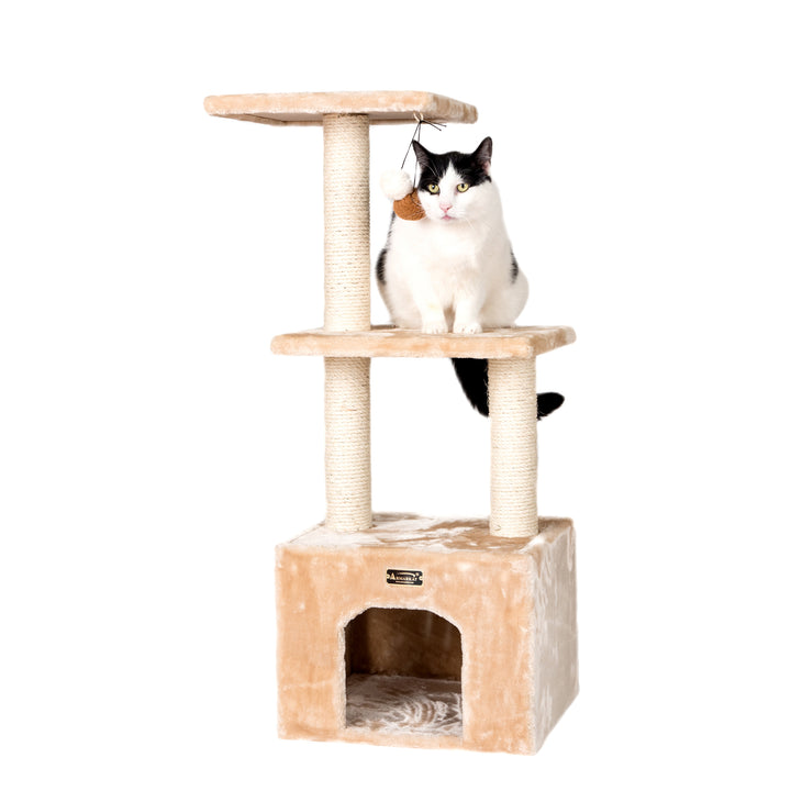 Armarkat 3-tier Cat Condo With Sisal Scratching Post 39 Height Beige A3902