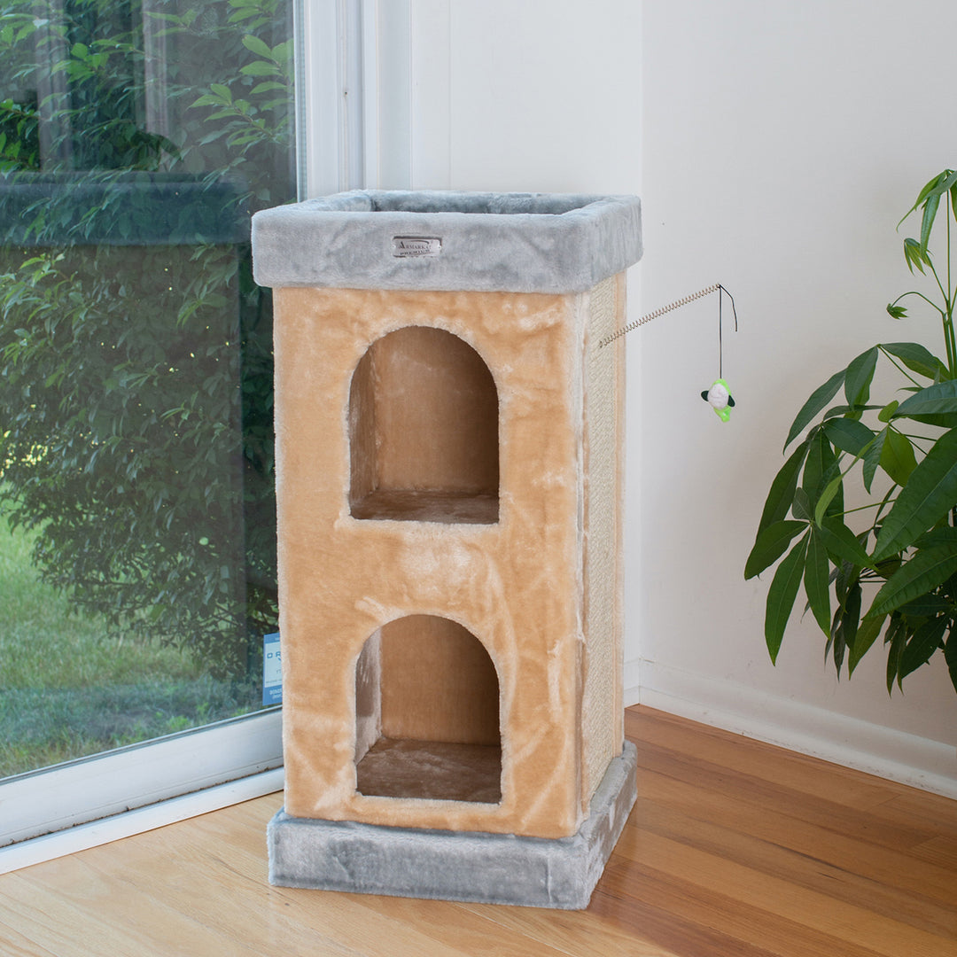 Armarkat Double Condo Cat House With SratchIng Carpet For Cats, Kitty Enjoyment