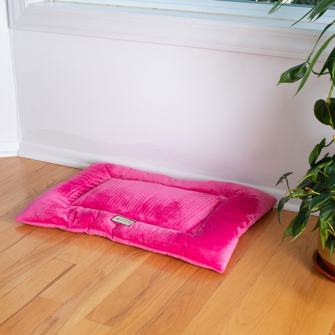 Armarkat M01CZH-L Large Pet Bed Mat , Dog Crate Soft Pad With Poly Fill Cushion, Vibrant PInk