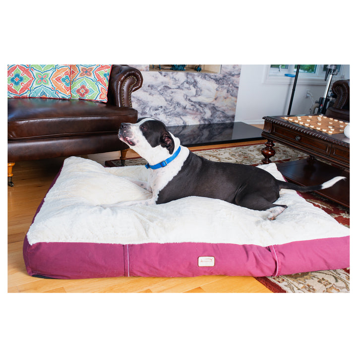 Armarkat M02HJH/MB-X Extra Large Pet Bed Mat With Poly Fill Cushion & Removel Cover,  Burgundy & Ivory