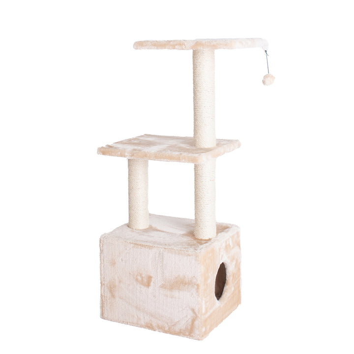 Armarkat 3-tier Cat Condo With Sisal Scratching Post 39 Height Beige A3902