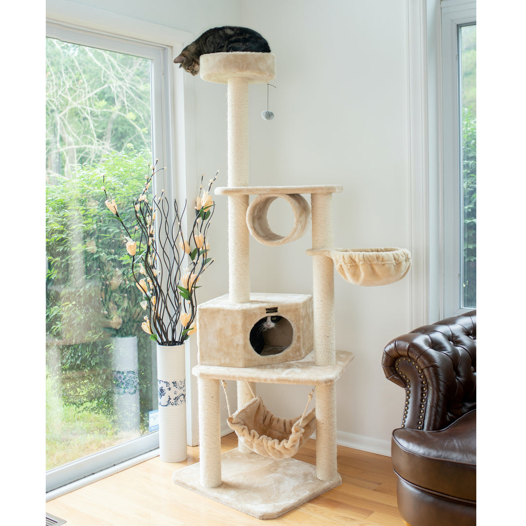 Armarkat 72" H Pet Cat Tower, Tower EntertaInment Furniture With  Lounge Basket, Perch, A7204