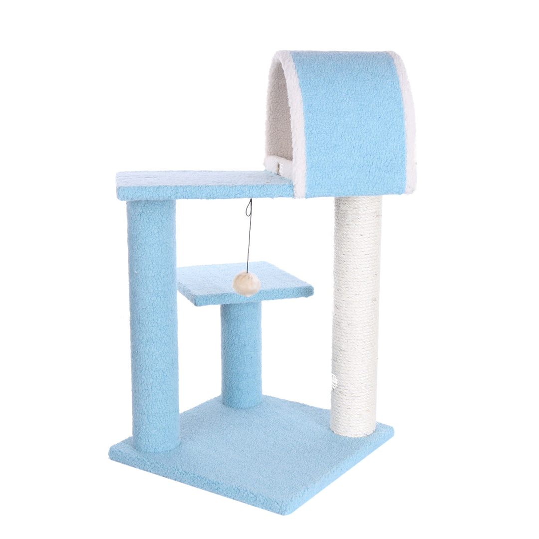 Armarkat Sky Blue 29" Cat Tree With Scratcher And Tunnel For Squeeze, Snoozing And Hiding, B2903
