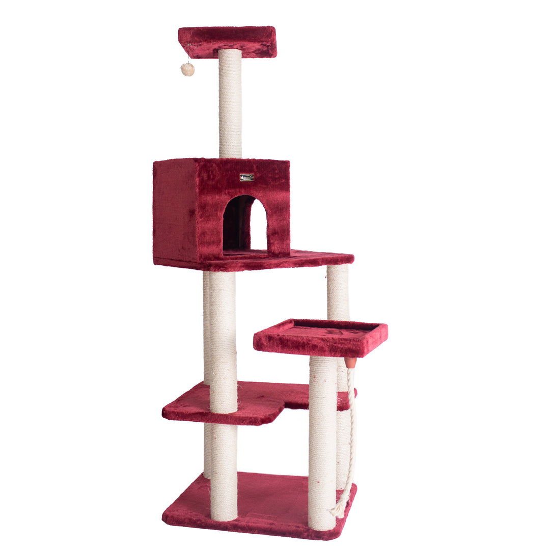 Armarkat Cat Tower, Ultra thick Faux Fur Covered Cat Condo House A6902B, Burgundy;