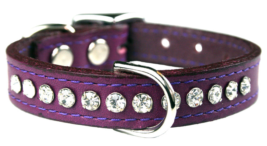 Grape Signature Leather Crystal Collar