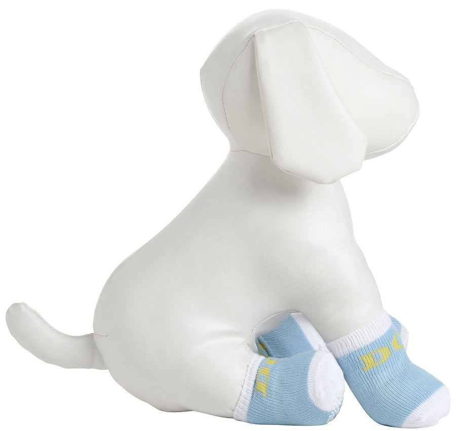 Blue And White Rubberized Pet Socks