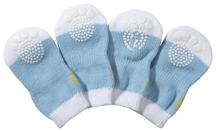 Blue And White Rubberized Pet Socks