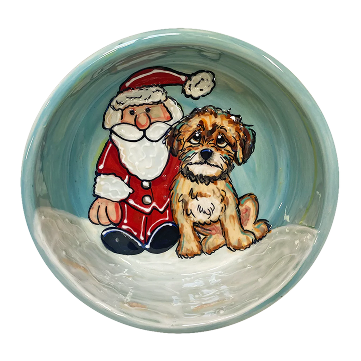 Santa Poodle - Personalized Holiday Pet Bowls