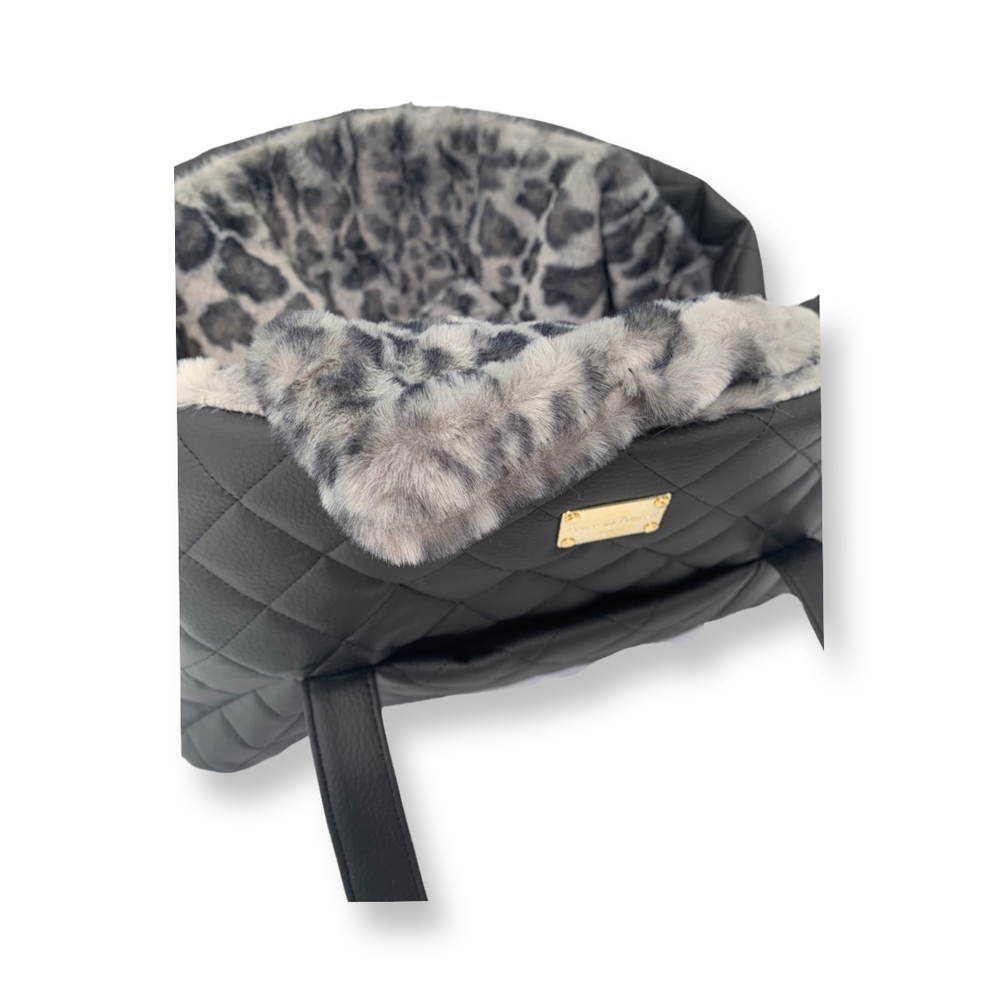 Soft Bed Bag - Black with Grey Leopard