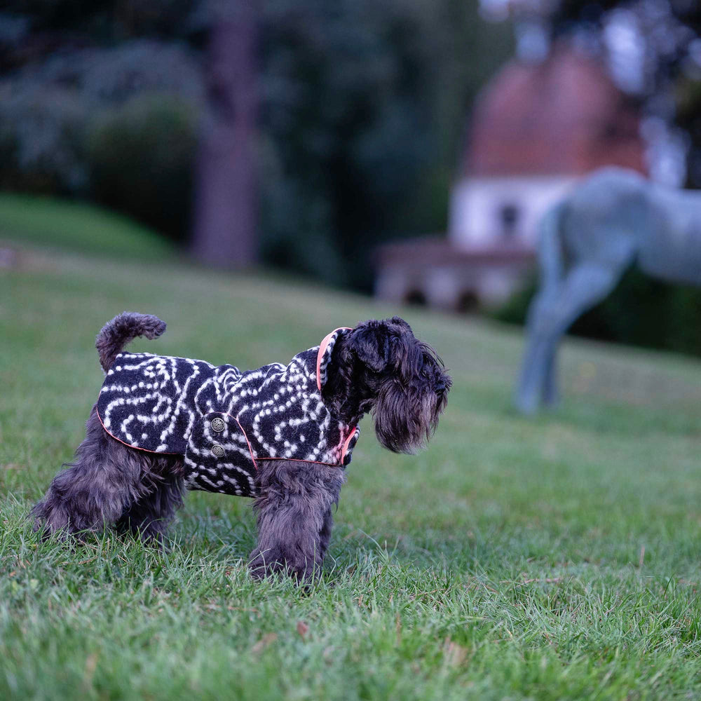 Double-Sided Waterproof Bespoke Dog Coat In Black And Fluo Fabric Emma Firenze